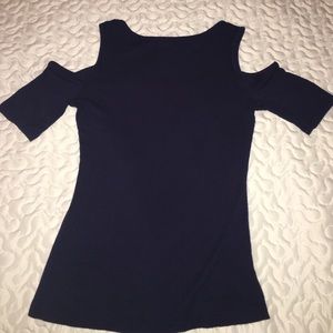 Blue cold shoulder top
